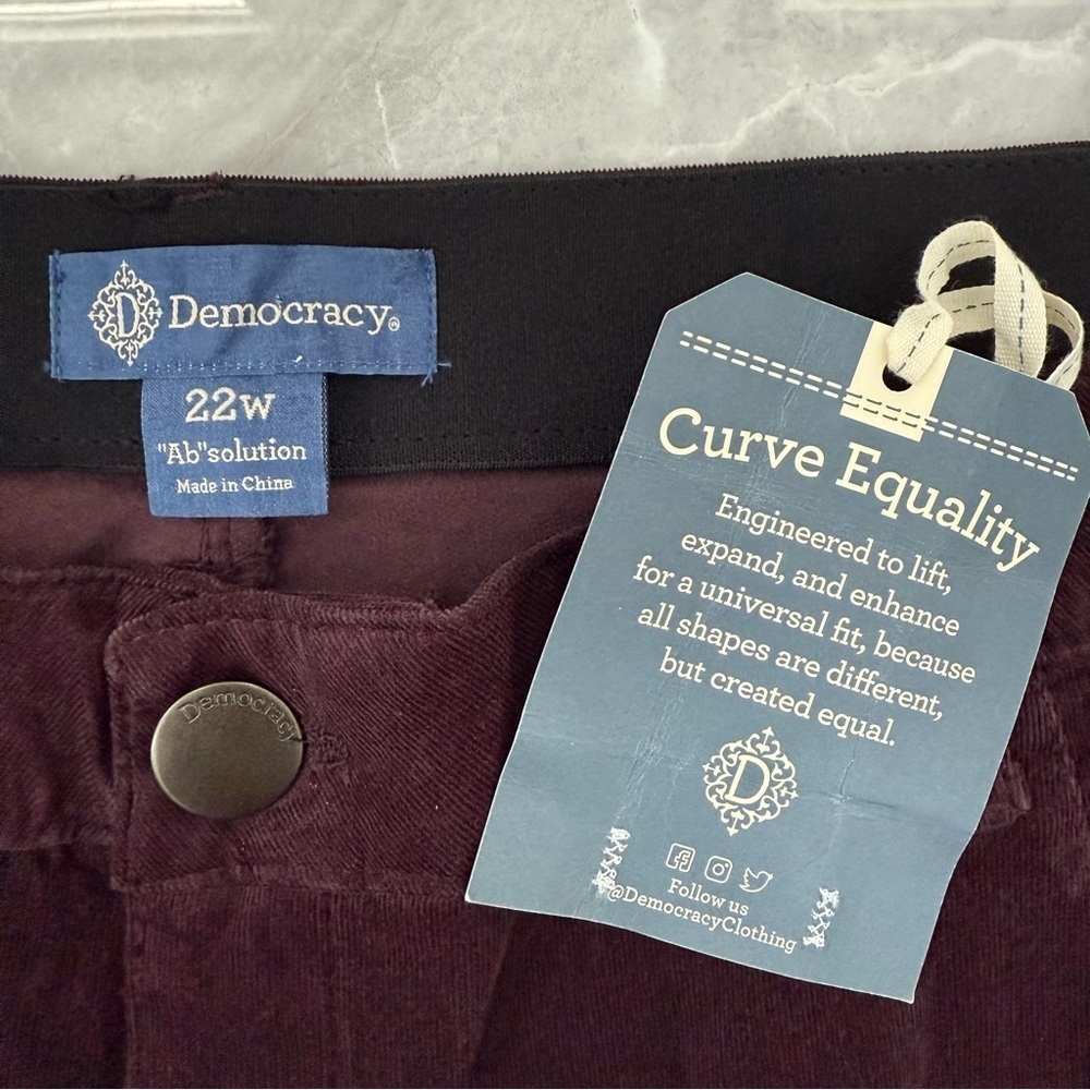 Women’s Democracy "Ab"solution Skyrise Wide Leg Corduroy Pants Tulip Hem 22W - Picture 11 of 16